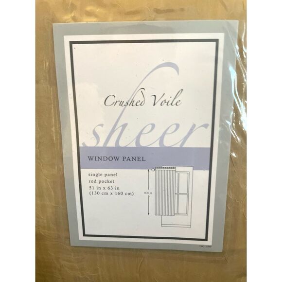 Crushed Voile Window Panel Sheer Soft Gold  63” NEW! - Picture 1 of 4